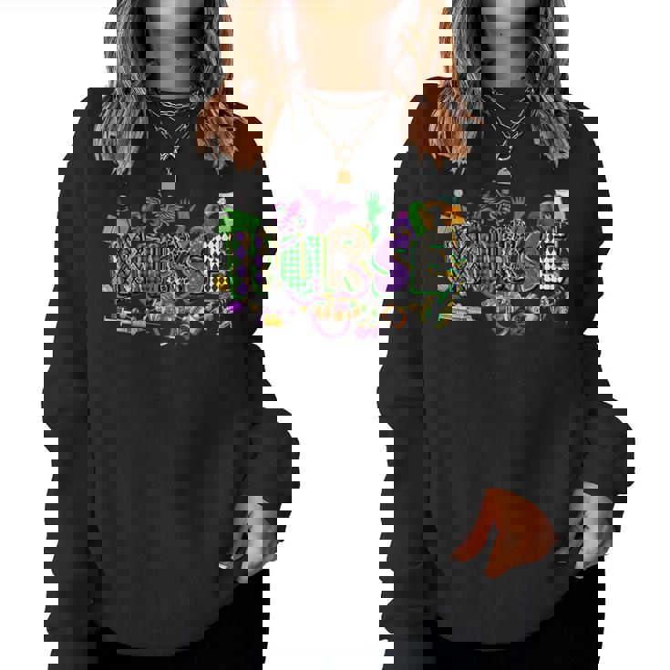 Mardi Gras Nurse Carnival Parade Icu Rn Nursing School Women Women Sweatshirt