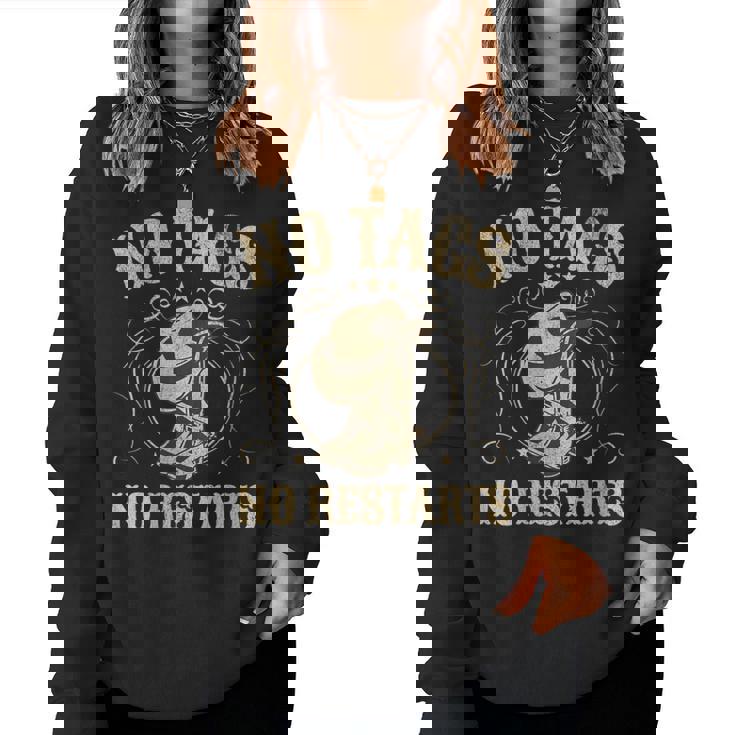 No Tags No Restarts Cowboy Western Country Fan Line Dance Cuello Sudadera Mujer