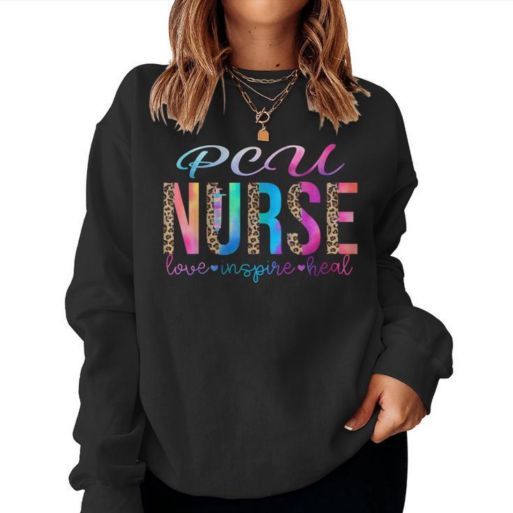 Pcu Nurse Love Inspire Heal Watercolor Small Black Women Sweatshirt