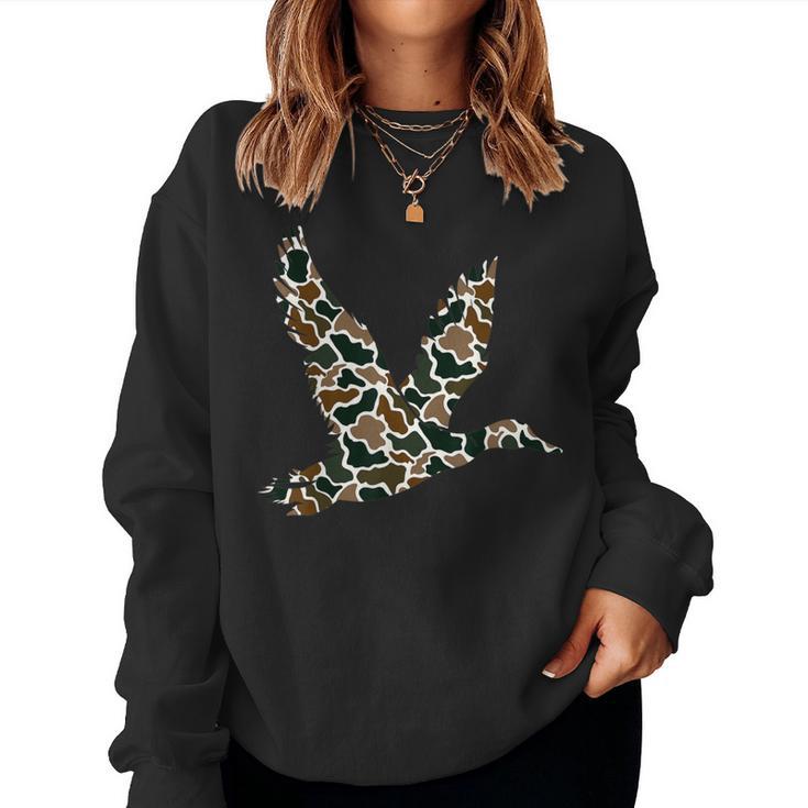 Pink Camo Duck Hunting Old School Camouflage Hunters Women Sweatshirt