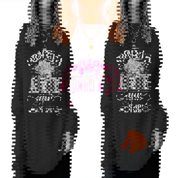 Promoted To Auntie Again Est 2025 Floral Soon To Be Auntie Women Sweatshirt