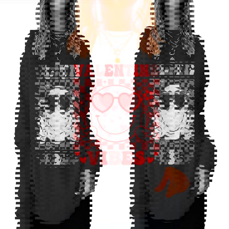 Retro Groovy Valentines Day Girl Valentine Vibes Women Sweatshirt