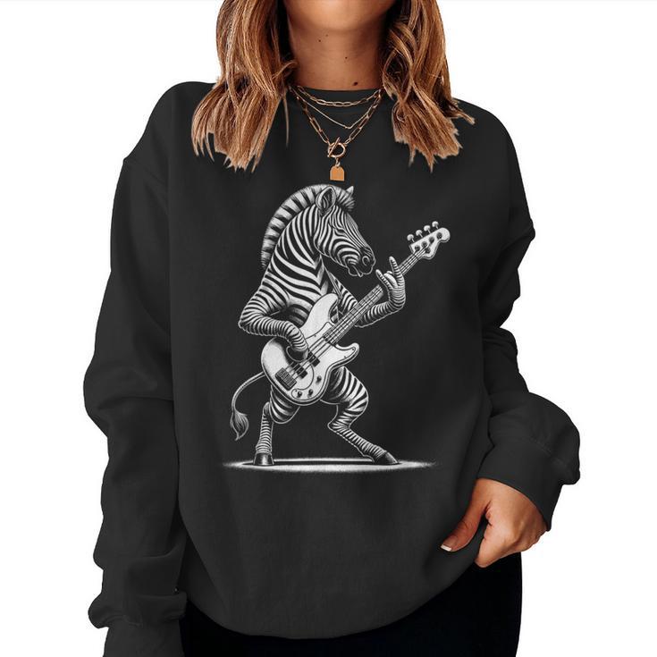 Rock N Roll Zebra Guitar Zebra Print Sweatshirt Frauen