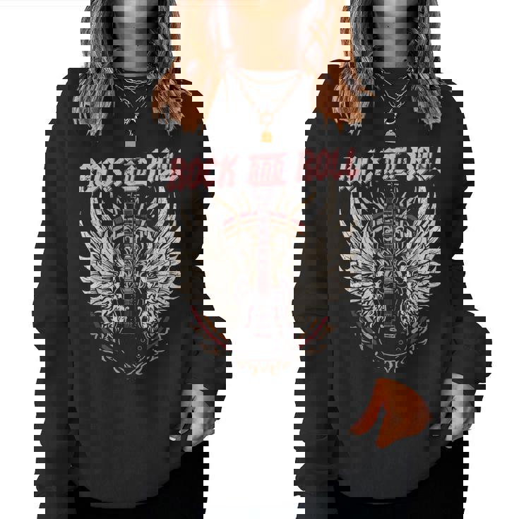 Rock And Roll Guitarraintage Rock Música Sudadera Mujer
