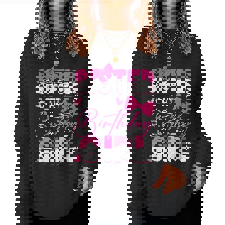 Sister Of The Birthday Girl Cat Kitty Family Matching Women Sweatshirt