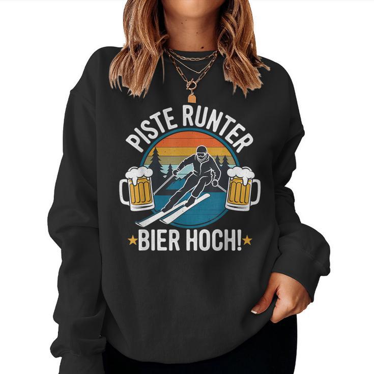 Slope Down Beer High Skier Skiing Winter Holiday Sweatshirt Frauen