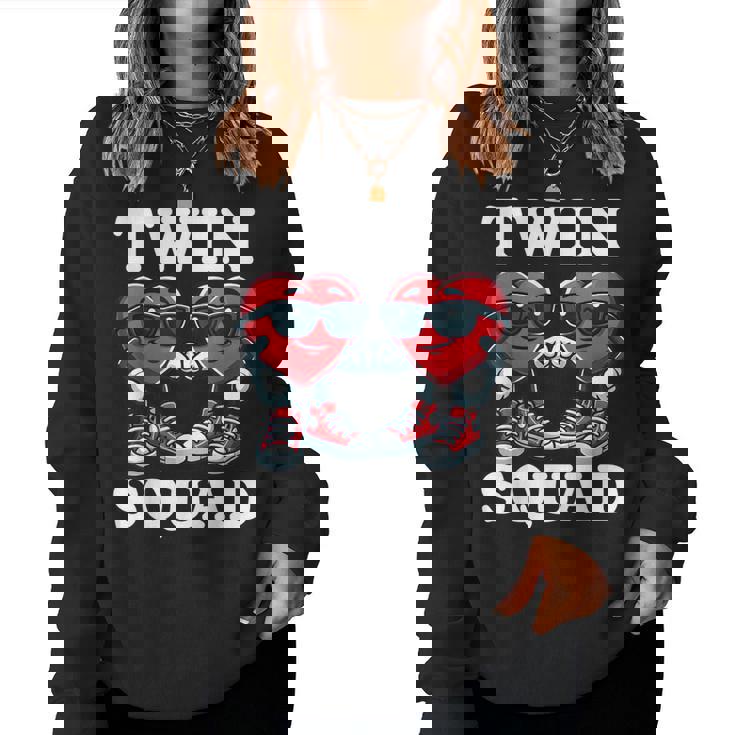 Valentines Day Twin Boys Or Twin Girls Heart Brother Sister Women Sweatshirt