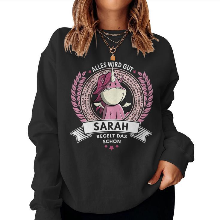 Women's Sarah Name First Name Unicorn Saying Birthday Sweatshirt Frauen