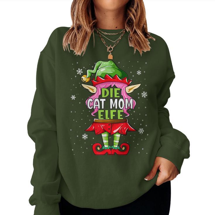 Cat Mom Elf Outfit Christmas Family Christmas Sweatshirt Frauen