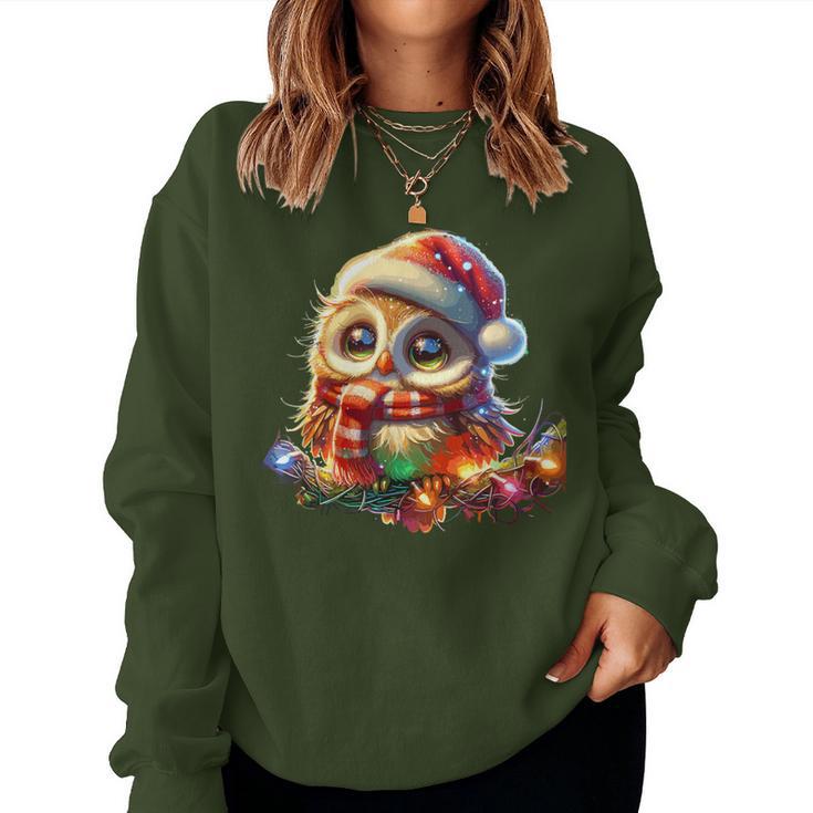 Christmas Hat Owl Sweatshirt Frauen