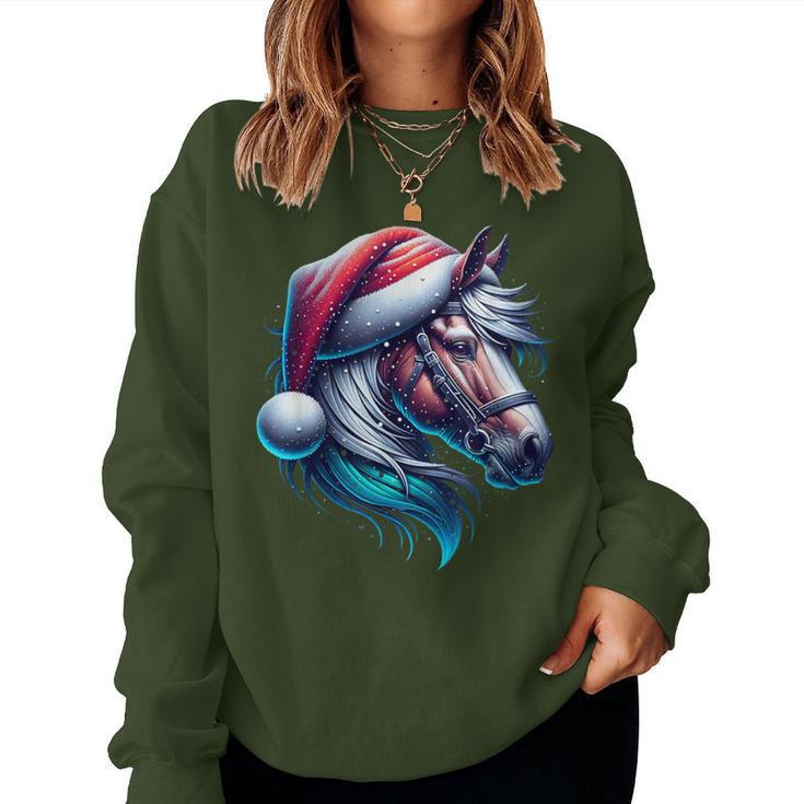 Christmas Horse Family Cute Children's Santa Claus Sweatshirt Frauen