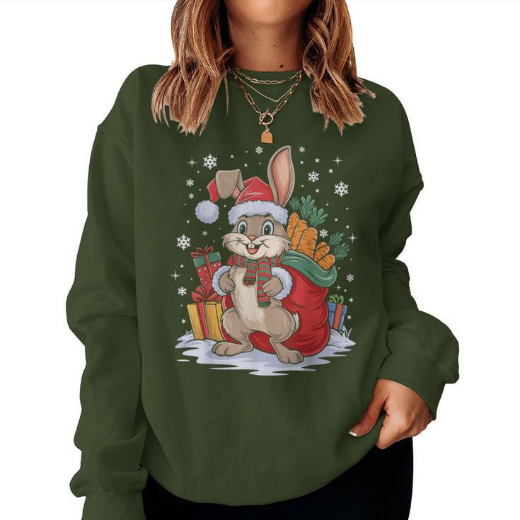 Christmas Bunny Santa Hat Rabbit Christmas Sweatshirt Frauen