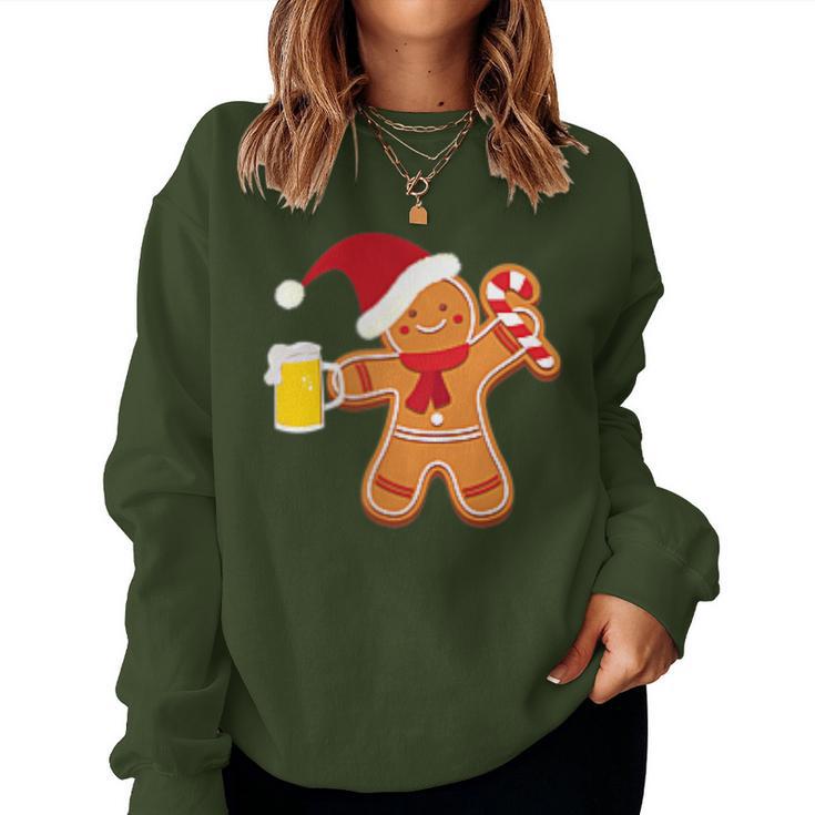 Gingerbread Man With Beer Christmas Xmas Jumper Sweatshirt Frauen