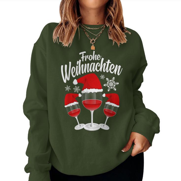 Merry Christmas Wine Red Wine Glass With Christmas Hat Sweatshirt Frauen