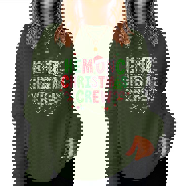 Retro Hemonc Christmas Crew Hematology Oncology Nurse Xmas Women Sweatshirt