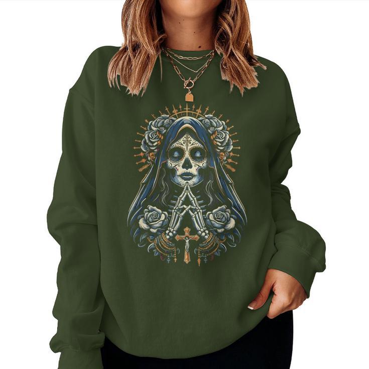 Skull Santa Muerte Christian Sweatshirt Frauen