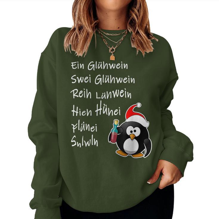 With Text 'Ein Glühwein' A Mulled Wine Swei Mulled Wine Penguin For Christmas Sweatshirt Frauen