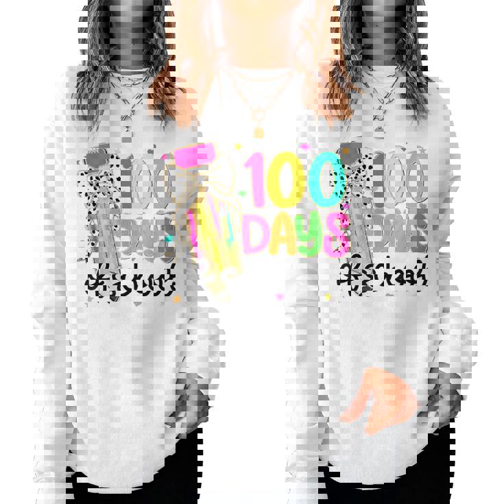100 Days Of School Coquette Bow 100Th Days Of School Teacher Women Sweatshirt