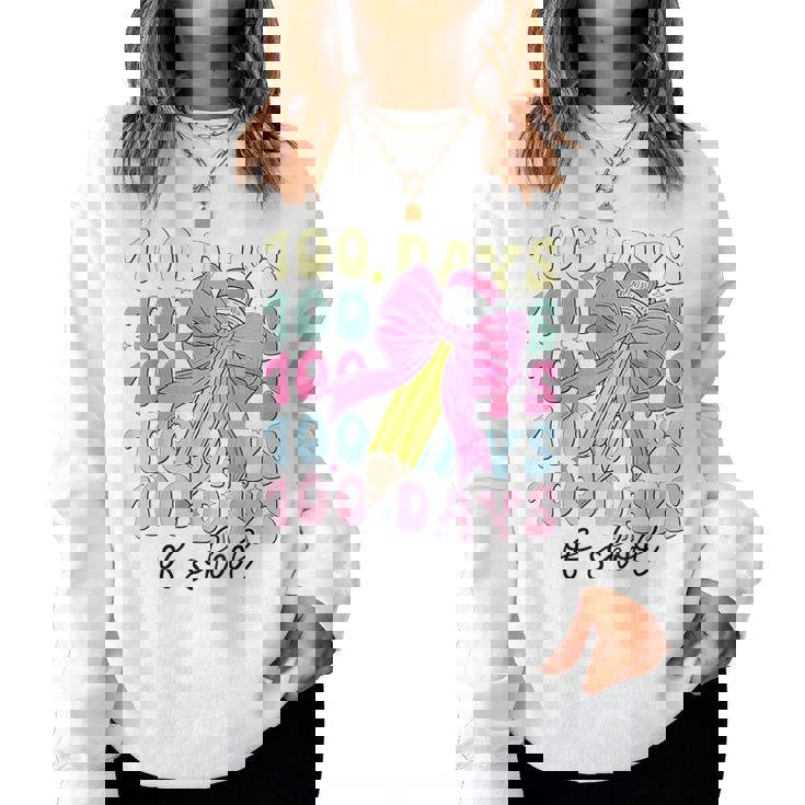 100Th Days Of School Girls Coquette Bow 100Th Day Of School Women Sweatshirt