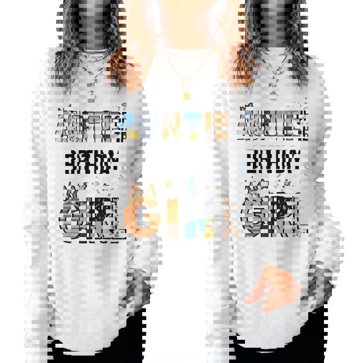 Auntie Of The Birthday Girl Party Blue Dog Lover Matching Women Sweatshirt