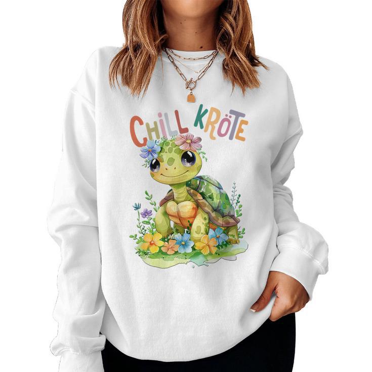 Baby Turtle With Flowers Cute Toad Girl Chill Toad Sweatshirt Frauen