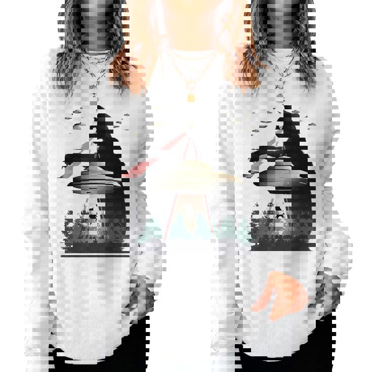 Cat Laser Eye Alien Ufo For Cat Mom Cat Dad Cat Lover Women Sweatshirt