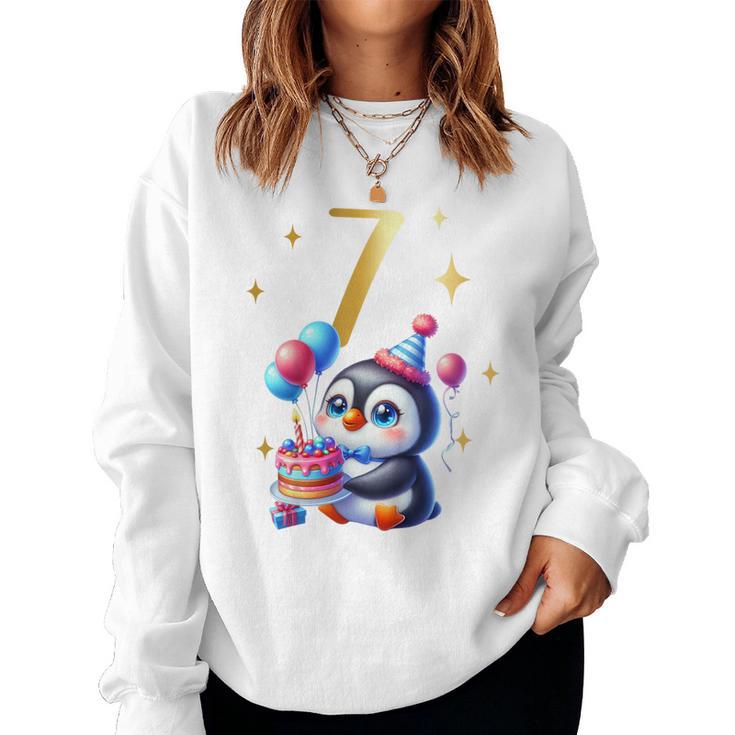 Children's Birthday 7 Girl Penguin Animals Party 7 Years Old Sweatshirt Frauen