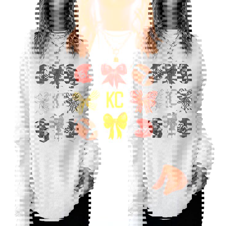 Coquette Bow Go Cheer Kansas City Pride Cheerleader Girls Women Sweatshirt