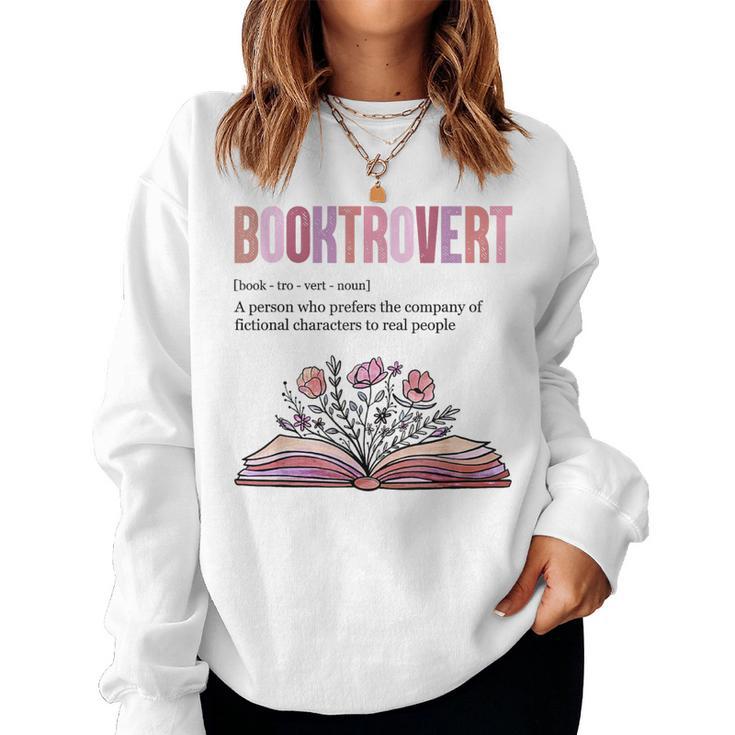 Booktrovert Definition Book Lovers Librarian Flowers Sweatshirt Frauen