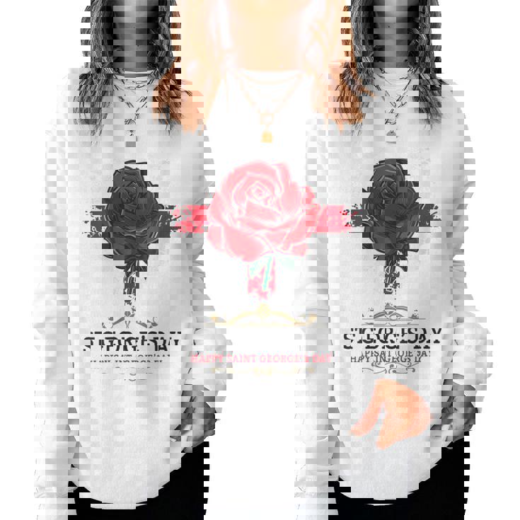 Idea De Traje Para El Día De San Jorges Para Niños Con Rosa Y Bandera Inglesa Cuello Sudadera Mujer