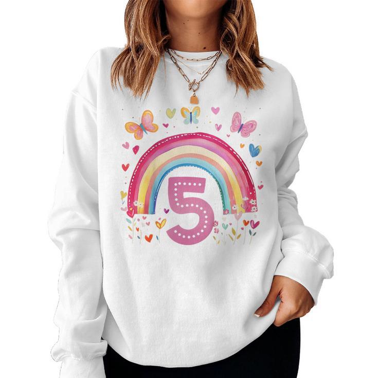 Kinder Geburtstag 5 Mädchen Regenbogen Fee Fünfter 5 Jahre Alt Sweatshirt Frauen