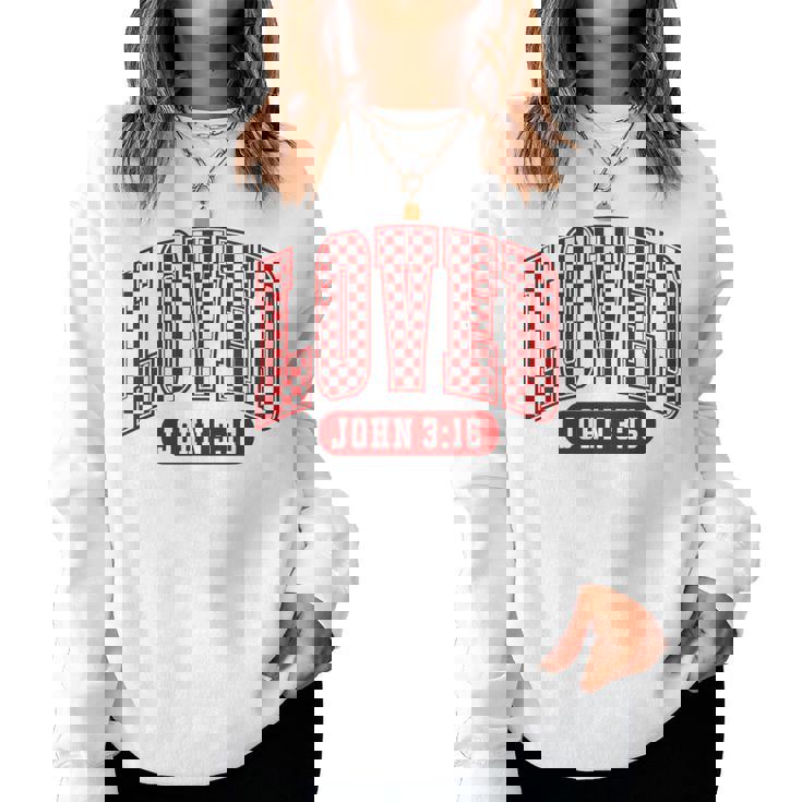 Retro Checked Christian Valentines Loved 3 Women Sweatshirt