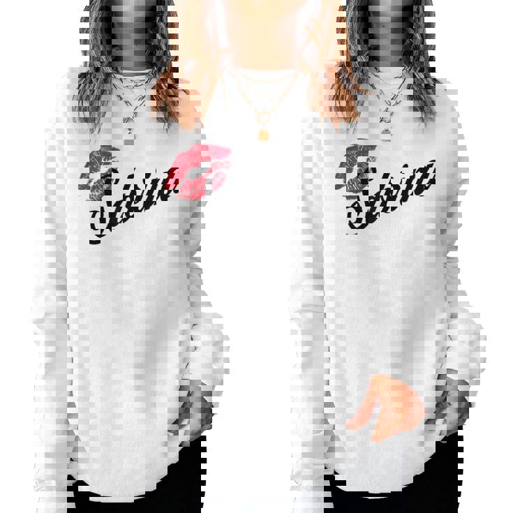 Sabrina Bold Red Lips Personalized Name For And Girls Women Sweatshirt