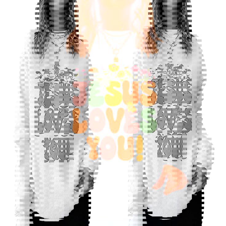 Toddler Jesus Loves You- Groovy Girls Christian Women Sweatshirt