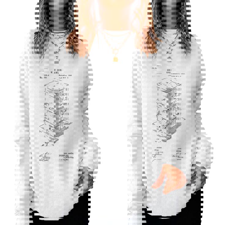 Vintage Patent Print 1885 Bee Hive Beekeeper Women Sweatshirt