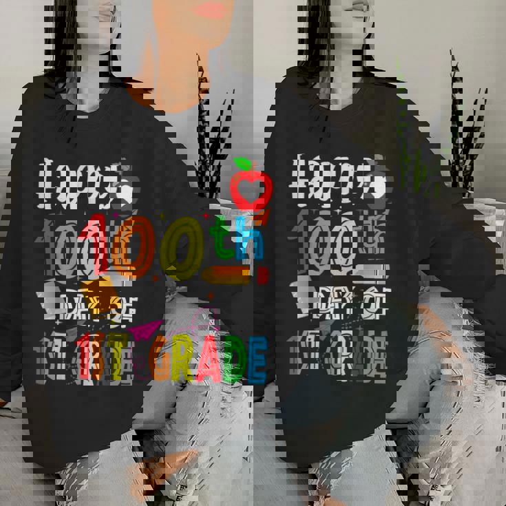 100 Days Smarter First Grade 100Th Day Of School 1St Grade Women Sweatshirt Gifts for Her