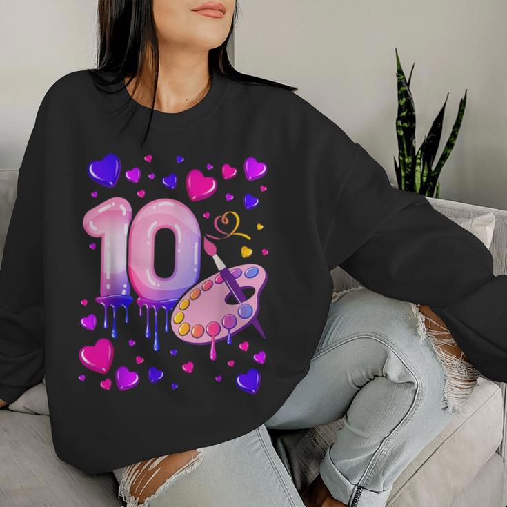 10Th Birthday Girl 10 Years Painting Number 10 Sweatshirt Frauen Geschenke für Sie