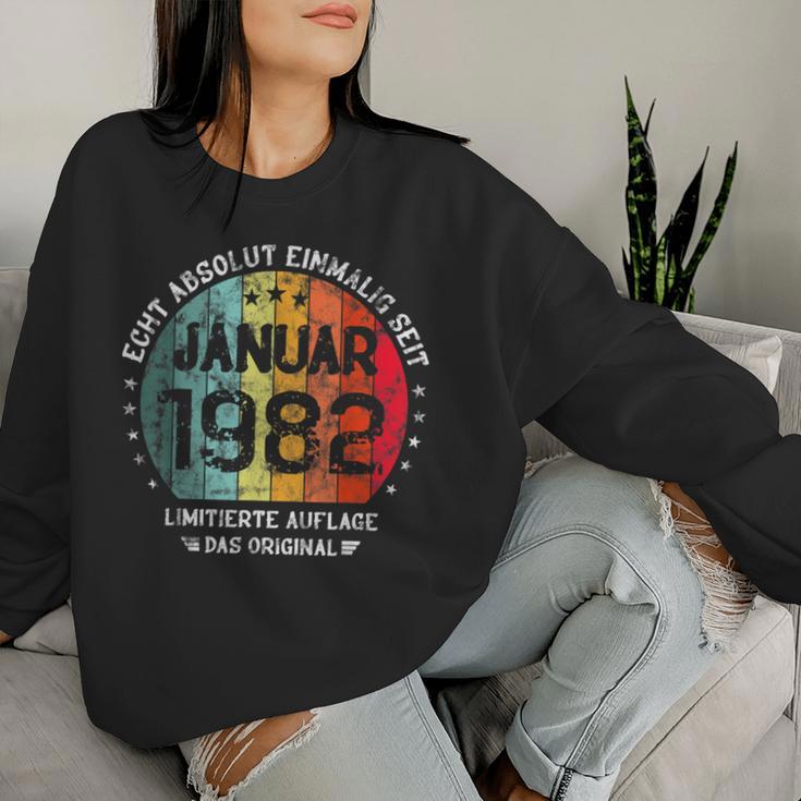 40Th Birthday Absolute Unique Since January 1982 Woman Man Sweatshirt Frauen Geschenke für Sie