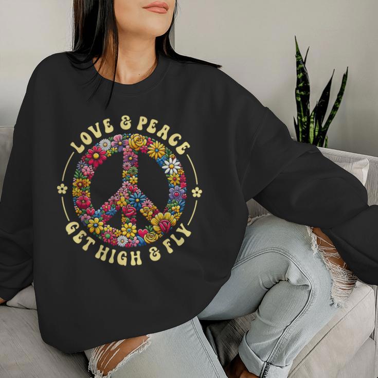 70S Flower Power Love Peace Hippie Costume Sweatshirt Frauen Geschenke für Sie