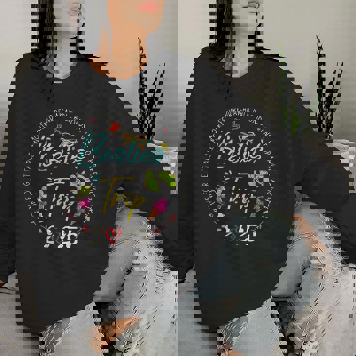 Besties Trip 2025 Memories Girl Trip Friends Vacation Retro Women Sweatshirt Gifts for Her