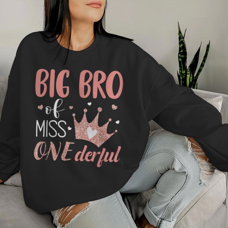 Big Brother Of Miss Onederful 1St Birthday Girl First One-Derful Sweatshirt Frauen Geschenke für Sie