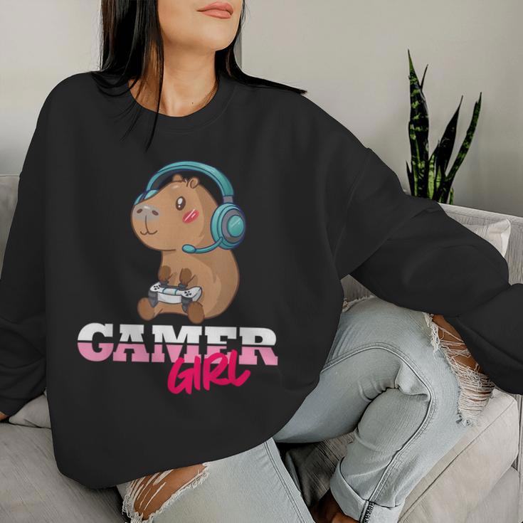 Capybara Gamer Gaming Girls' Sweatshirt Frauen Geschenke für Sie