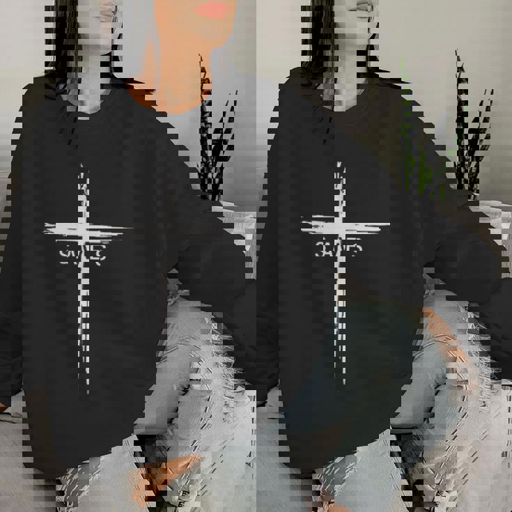 Cool Christian Cross Jesus Saves Graphic Christ Women Sweatshirt Gifts for Her