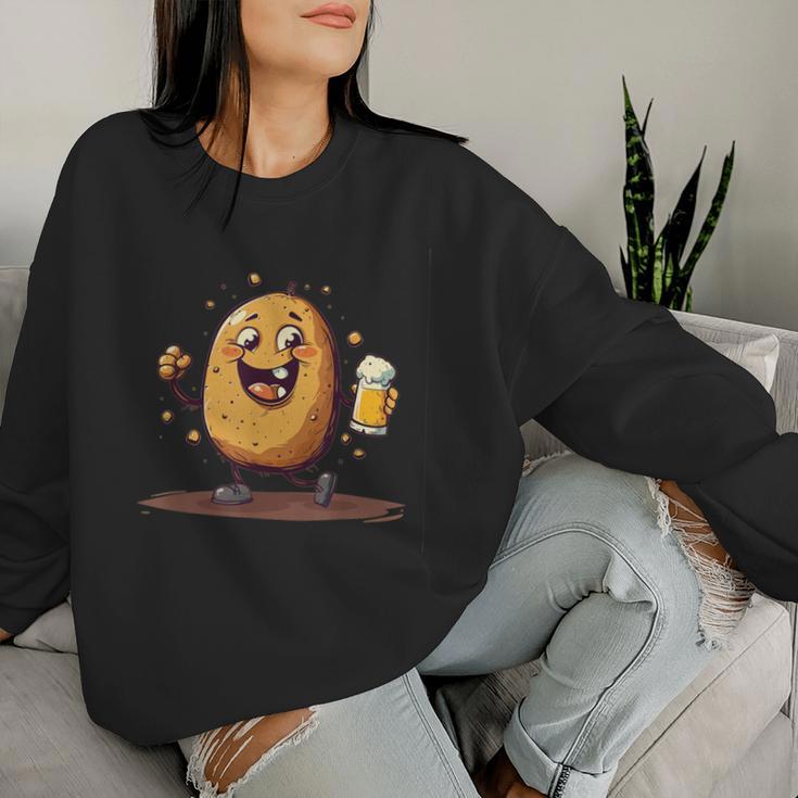 Cool Potato With Beer In Hand Costume Sweatshirt Frauen Geschenke für Sie