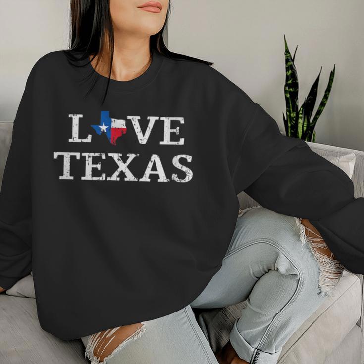 Êtements D'artintage Du Drapeau De L'état Du Texas En Détresse Love Texas Sweat-shirt pour femme Cadeaux pour elle