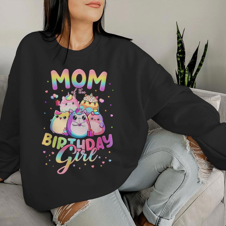 Family Mom Of The Birthday Girl Squish Birthday Squad Mallow Women Sweatshirt Gifts for Her
