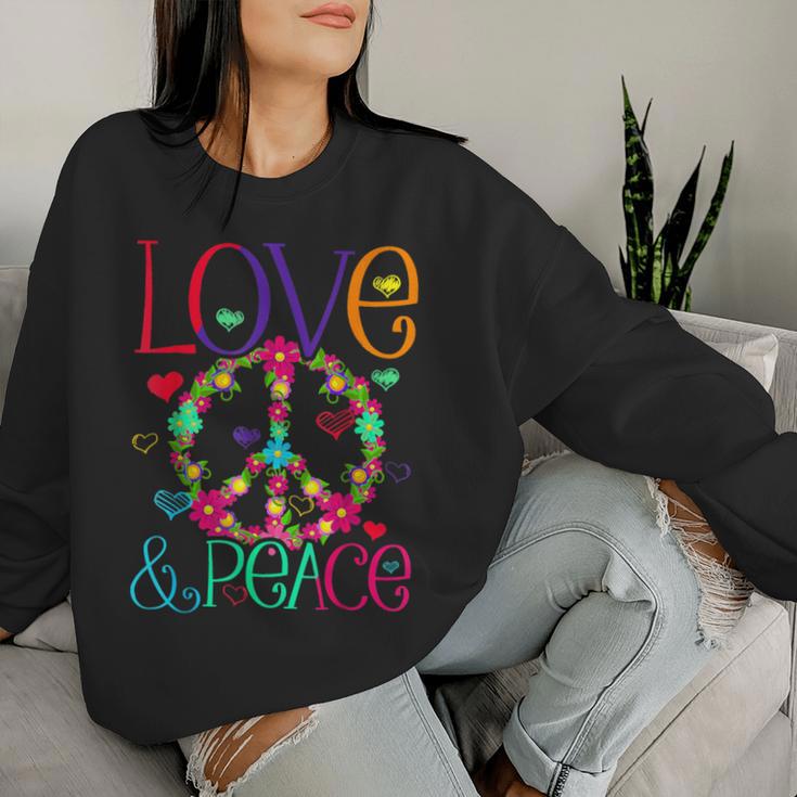 Flower Power Hippie Kostüm Love Peace 60Er 70Er Retro Sweatshirt Frauen Geschenke für Sie