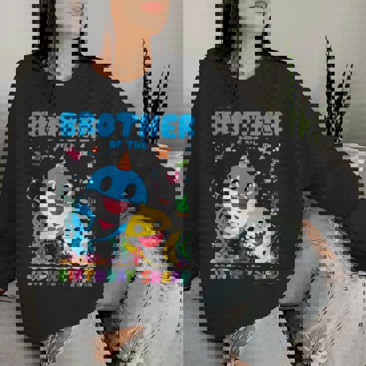 Brother Of The Birthday Family Shark Birthday Boy Girl Women Sweatshirt Gifts for Her