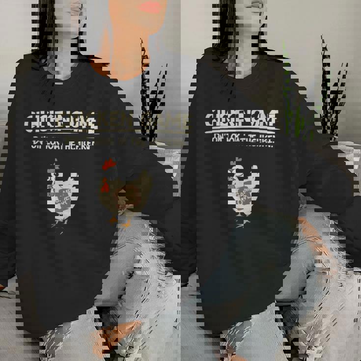 Chicken Game Ltd Divertido Diseño De Pollo Con Texto En Inglés Don't Look Niños Negro Manga De Doble Puntada Sudadera Mujer Regalos para ella