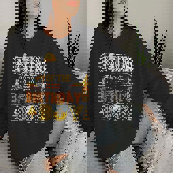 Grandma Of The Birthday Construction Worker Boy Crew Party Women Sweatshirt Gifts for Her